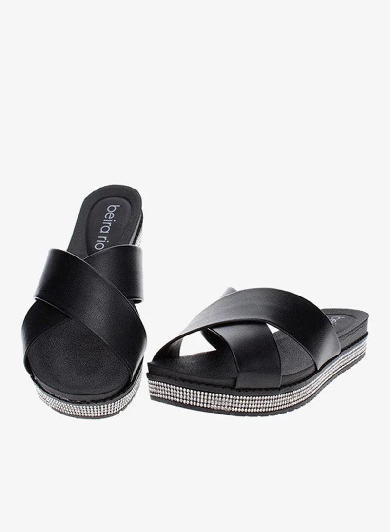 Beira Rio Black Flat Sandals for Women – Stylish Ladies Flat Sandals & Comfortable Flat Slippers for Women | Best Price UAE