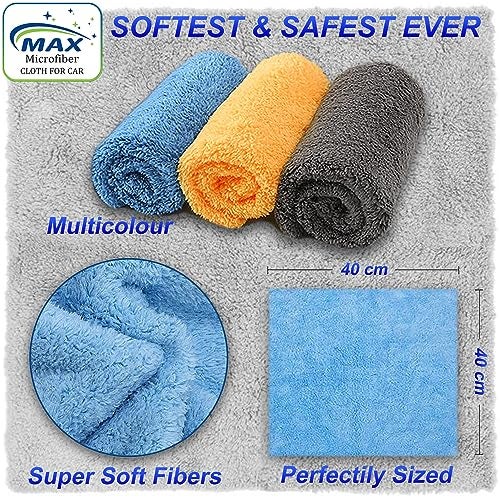 MAX Microfiber Cloth for Car (550 GSM, 3 Pc, 40 x 40 cm) Softest & SAFEST Ever Edgeless Coral Fleece Microfiber Cloth Towel for Car Cleaning, Drying, Buffing & Polishing - Image 4