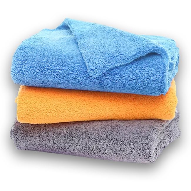 MAX Microfiber Cloth for Car (550 GSM, 3 Pc, 40 x 40 cm) Softest & SAFEST Ever Edgeless Coral Fleece Microfiber Cloth Towel for Car Cleaning, Drying, Buffing & Polishing - Image 3