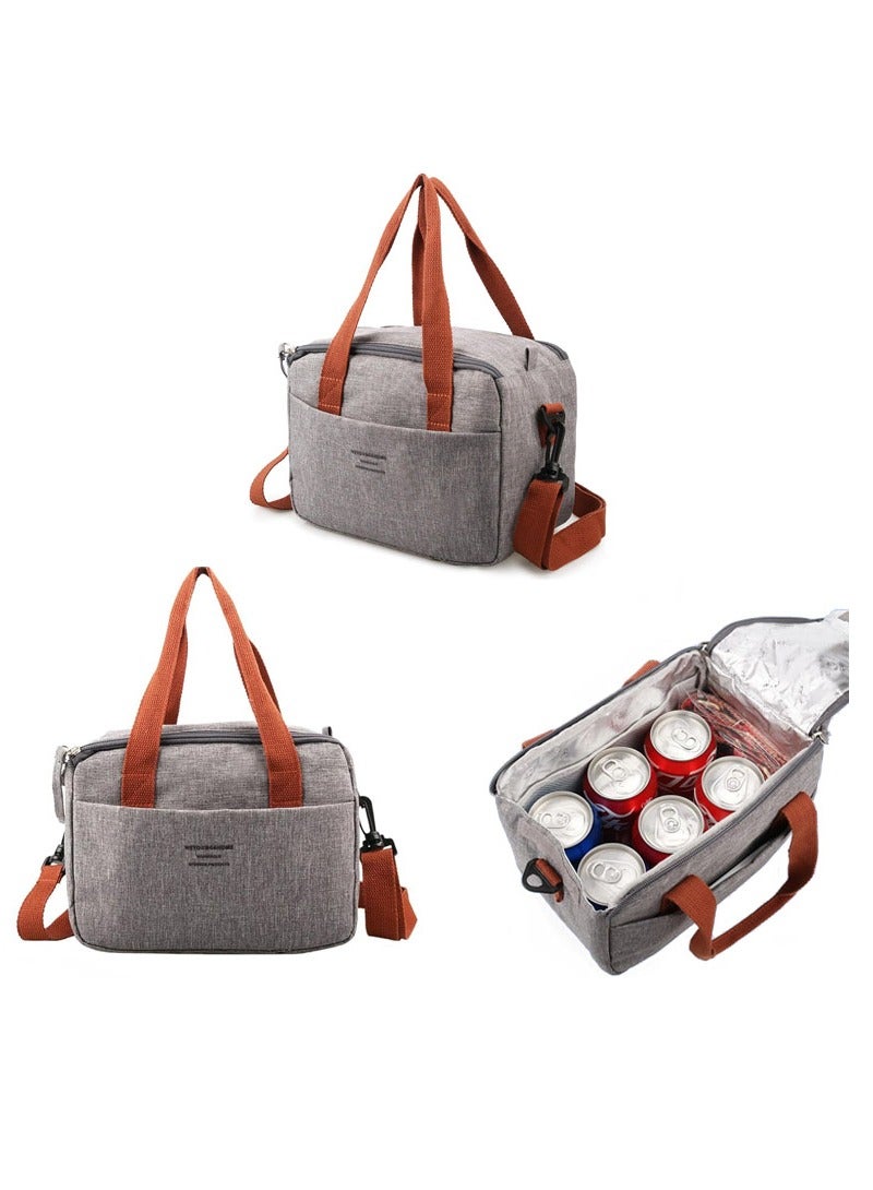 كاست ويف Reusable Lunch Bags, Stylish Insulated Lunch Bag for Women/Men - Durable Lunch Tote with Adjustable Strap, Ideal for Work, Picnic, and Beach - Reusable Lunch Box with Thermal Insulation (Grey) - Image 1