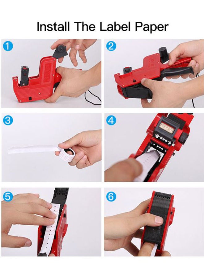 NIBEMINENT 8-Digits Price Labeller Pricing Machine Kit 13.5x5.5x23cm Red/Black - Image 4