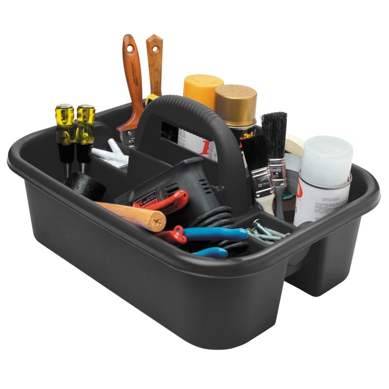 Akro-Mils 09185 Plastic Tote Tool & Supply Cleaning Caddy with Handle, 18-3/8-Inch x 13-7/8-Inch x 9-Inch, Black - Image 3
