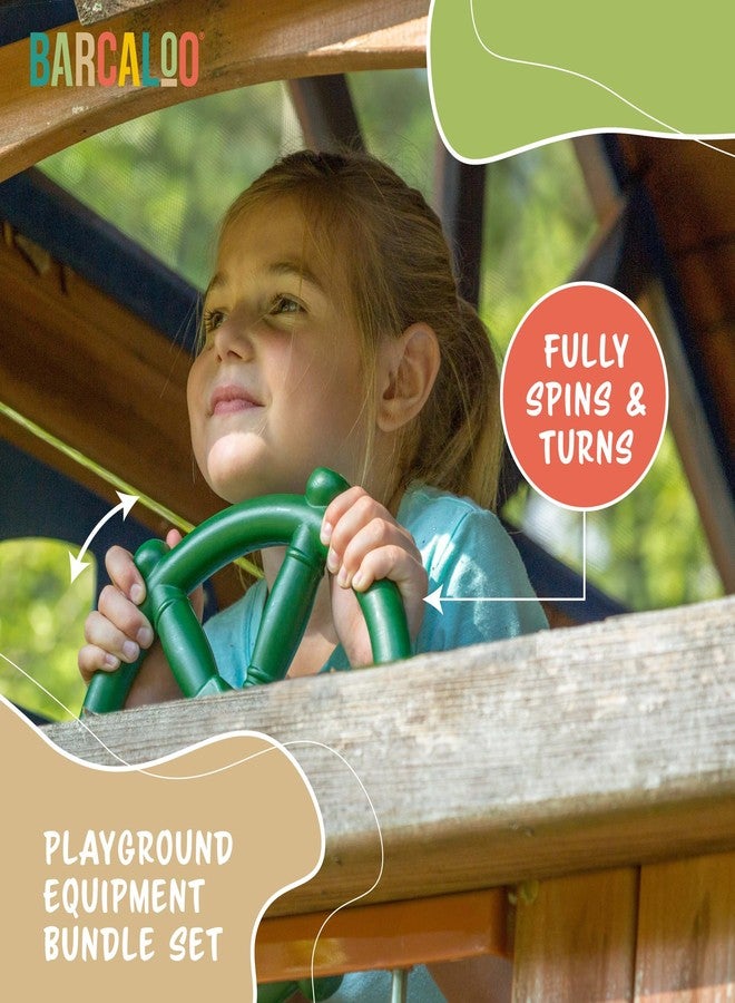 Barcaloo Playground Accessories for Kids Outdoor Playset Kids Pirate Telescope, Steering Wheel, Green Safety Handle Bars Playground Equipment- Backyard, Playhouse, Tree house, Jungle Gym, Swingset, Pirate Ship - Image 4