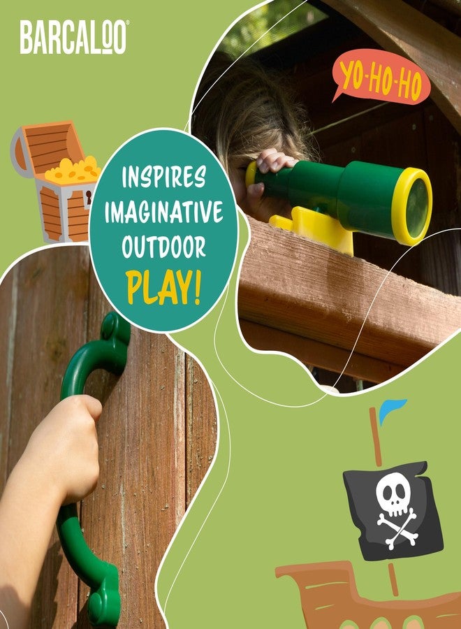 Barcaloo Playground Accessories for Kids Outdoor Playset Kids Pirate Telescope, Steering Wheel, Green Safety Handle Bars Playground Equipment- Backyard, Playhouse, Tree house, Jungle Gym, Swingset, Pirate Ship - Image 3