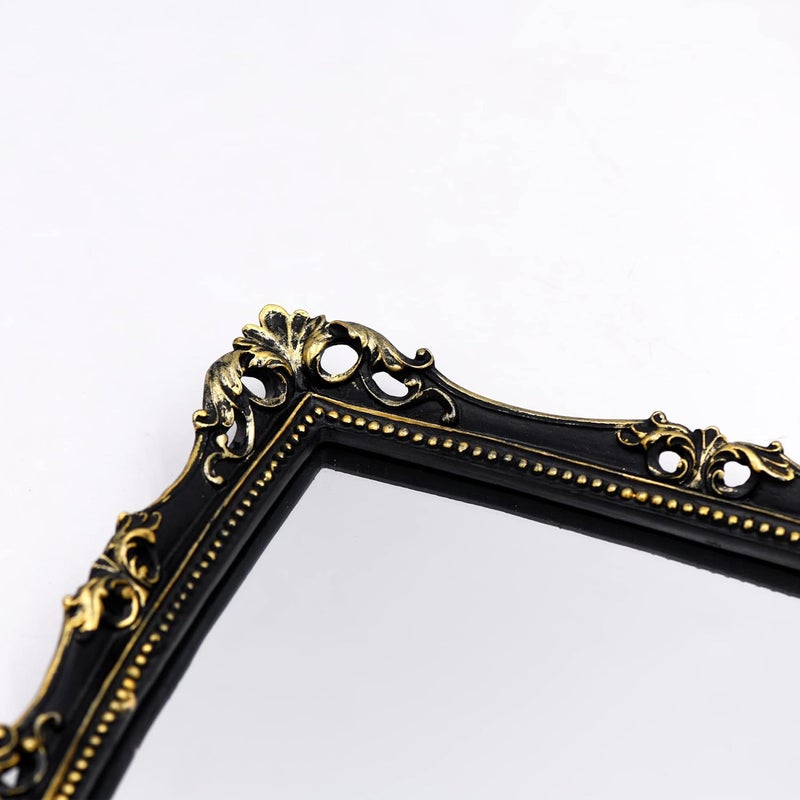 Funerom Vintage Decorative Mirror, Wall Mounted & Tabletop Makeup Mirror ，Square (Black, 42 x 34.3 cm) - Image 4