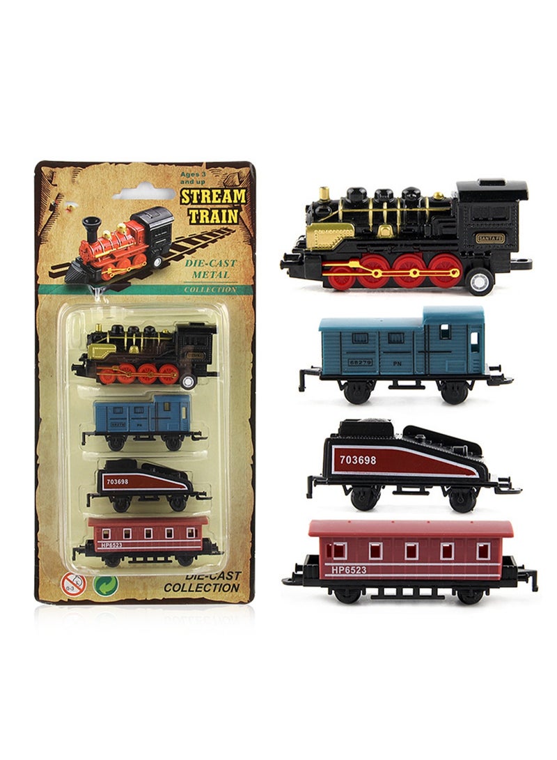 Steam Train Toy Model Retro Steam Pull Back Simulation Train Children's Toy Car Can Be Spliced ​​At Will (YL517 Black)  - Image 1
