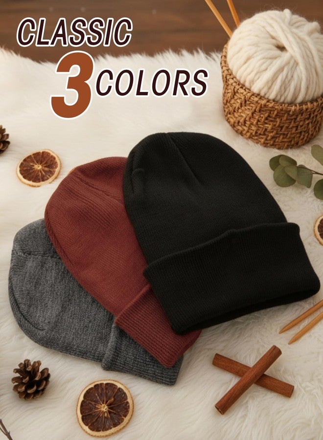 زانماي مجموعة زانماي من 12 قبعة شتوية صغيرة محبوكة دافئة للرجال والنساء (أسود، رمادي، بني) - Image 3