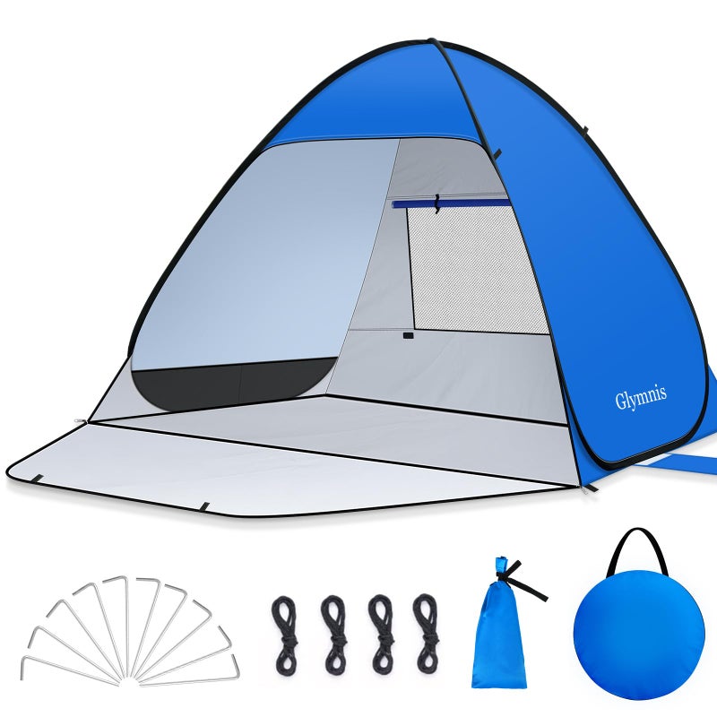 Glymnis Pop Up Beach Tent Instant Portable Sun Shade Shelter (S) 1-2 Persons UPF 50+ with Extendable Floor Zipper Door Automatic Easy Up Tent - Image 1