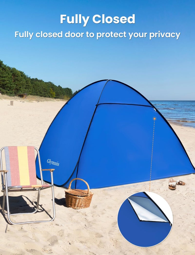 Glymnis Pop Up Beach Tent Instant Portable Sun Shade Shelter (S) 1-2 Persons UPF 50+ with Extendable Floor Zipper Door Automatic Easy Up Tent - Image 3
