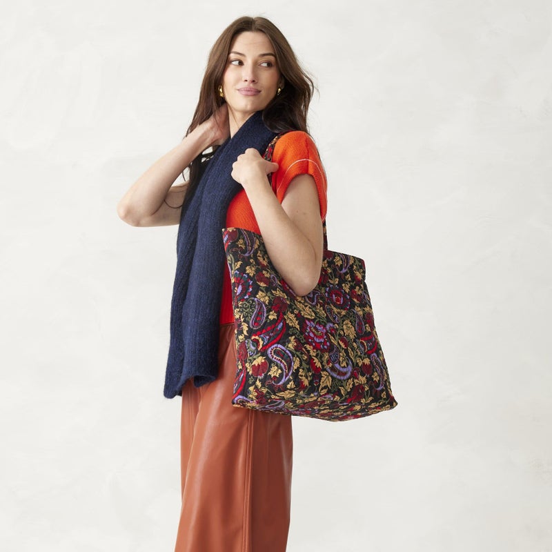 Vera Bradley Women's Premium Cotton Original Tote, Midnight Garden Paisley, One Size - Image 2