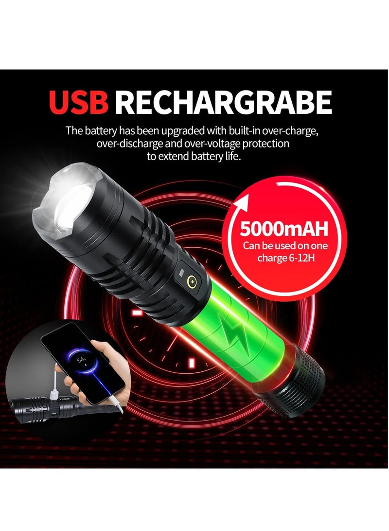 12000 Lumen Flashlight,USB Rechargeable Flashlight,High Powered Handheld LED Flashlight, Super Bright Flash Light,5 Modes for Emergency,Hiking,with Holster - Image 3