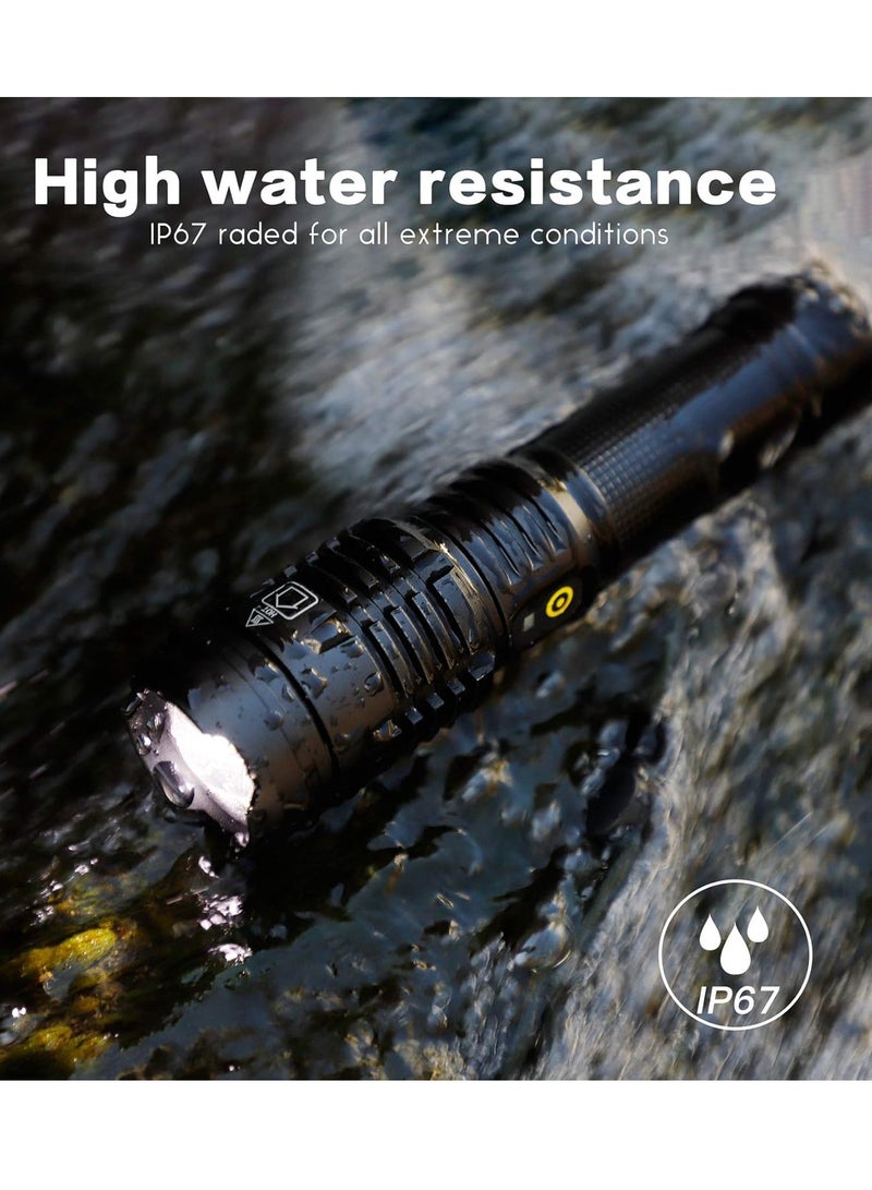 12000 Lumen Flashlight,USB Rechargeable Flashlight,High Powered Handheld LED Flashlight, Super Bright Flash Light,5 Modes for Emergency,Hiking,with Holster - Image 5