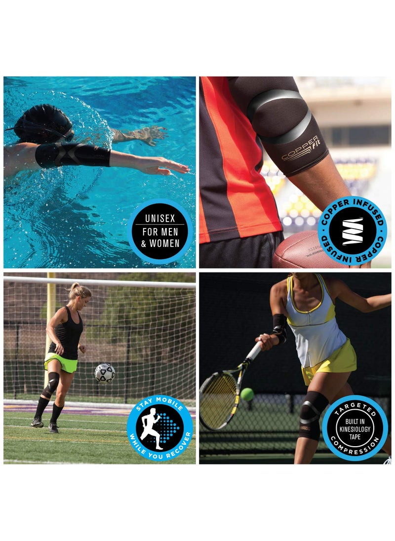 Copper Fit Pro Series Compression Knee Sleeve, Black with Copper Trim, X-Large,Packaging may Vary