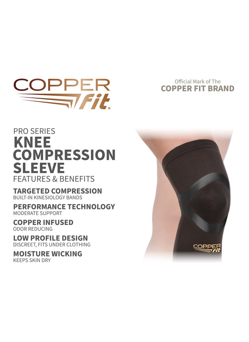 Copper Fit Pro Series Compression Knee Sleeve, Black with Copper Trim, X-Large,Packaging may Vary