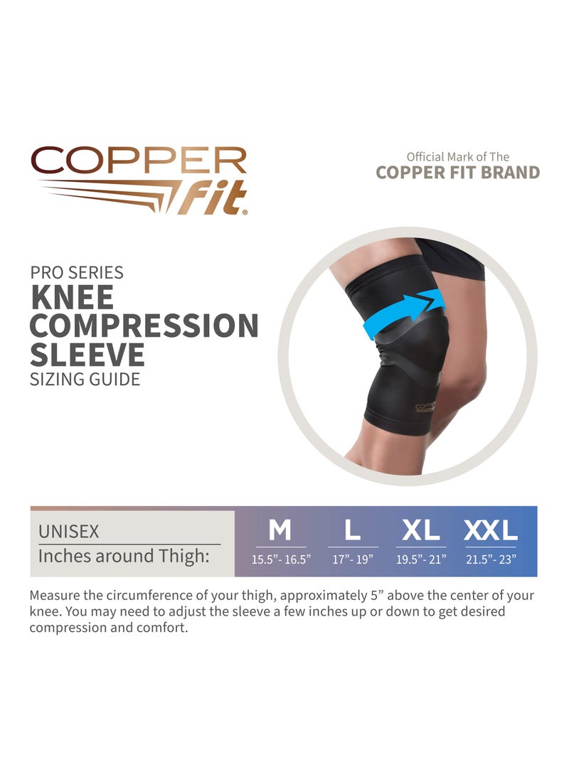 Copper Fit Pro Series Compression Knee Sleeve, Black with Copper Trim, X-Large,Packaging may Vary