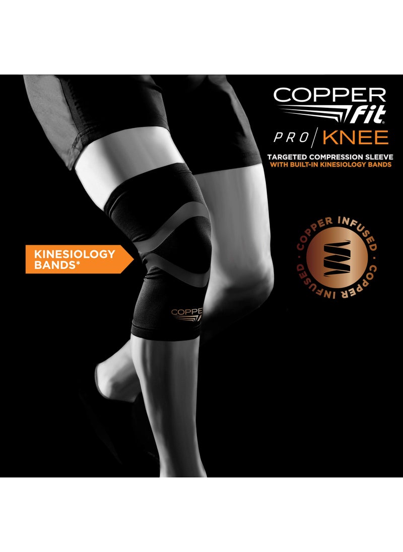 Copper Fit Pro Series Compression Knee Sleeve, Black with Copper Trim, X-Large,Packaging may Vary