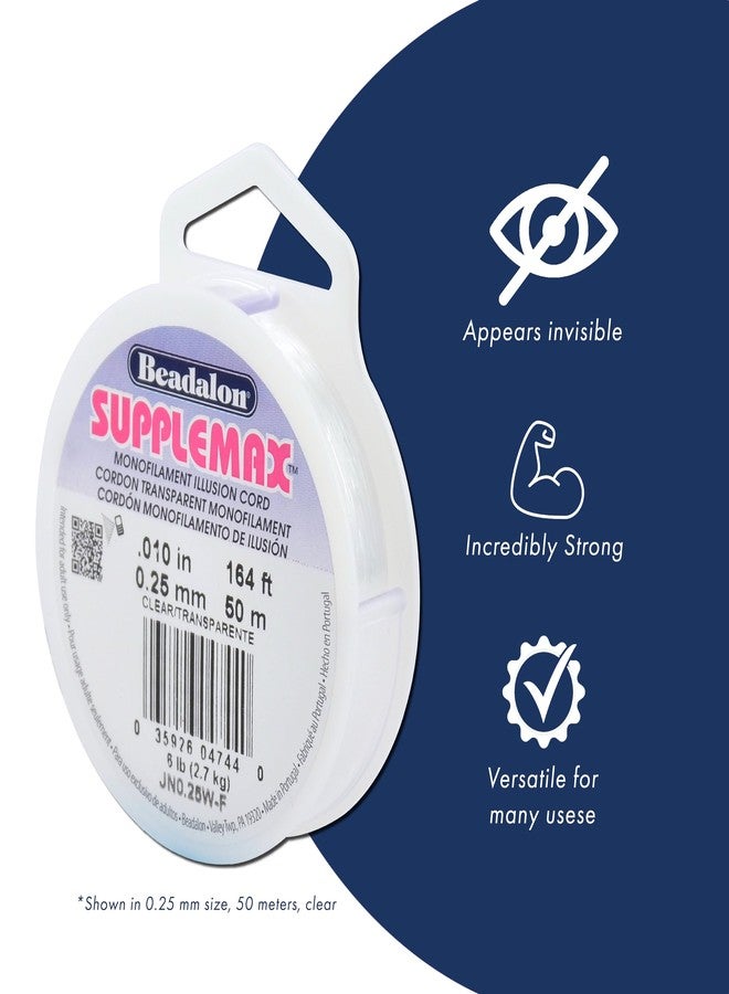 بيدالون سلك خرز Beadalon SuppleMax Braid Illusion، 0.50 مم / 0.020 بوصة، خيط أحادي مضفر شفاف، 25 م / 82 قدم - Image 2