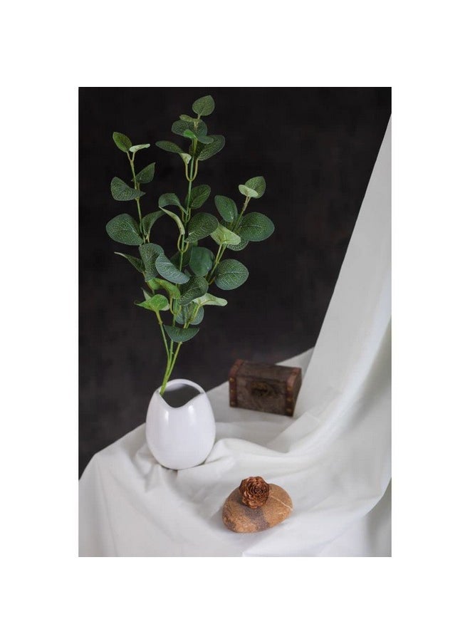 Satyam Kraft SATYAM KRAFT 1 Pcs Artificial Flower Eucalyptus Gingko Leaves Fake Flowers Bunch Decorative Items for Christmas,Valentine,Gifting,Home,Room,Office, Balcony,(Without Vase) (Green) (Fabric)  - Image 5