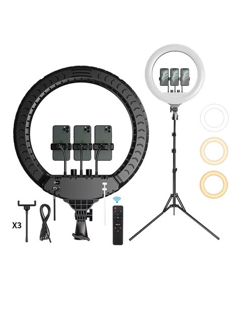 Selfie Ring light 18 inch with Tripod Stand And Photographic Lamp with 3 Mobile Holder