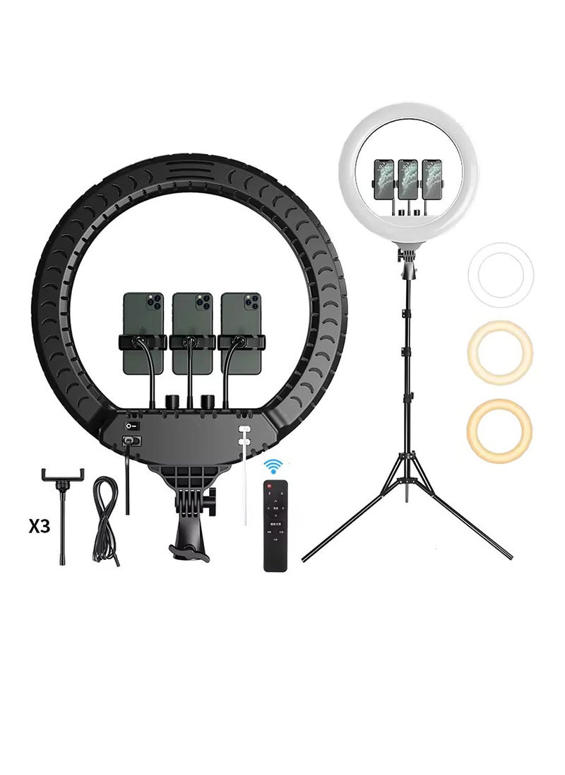 Generic - Selfie Ring light 18 inch with Tripod Stand And Photographic Lamp with 3 Mobile Holder - Image 1