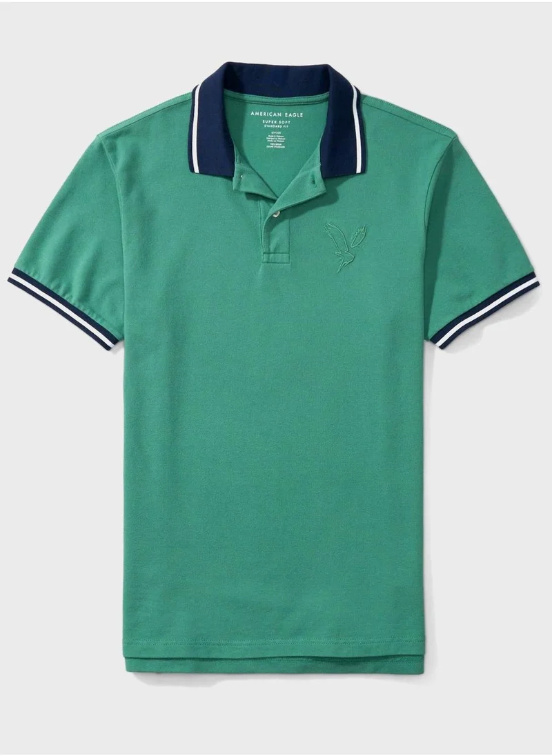 American Eagle Tipped Pique Polo