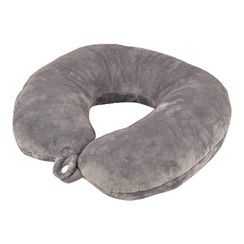 ILU Polyester Blend Neck Pillows Travel Pillow Head Rest Pillows For Flight Cars Home Office Dark Grey,Standard - Image 1