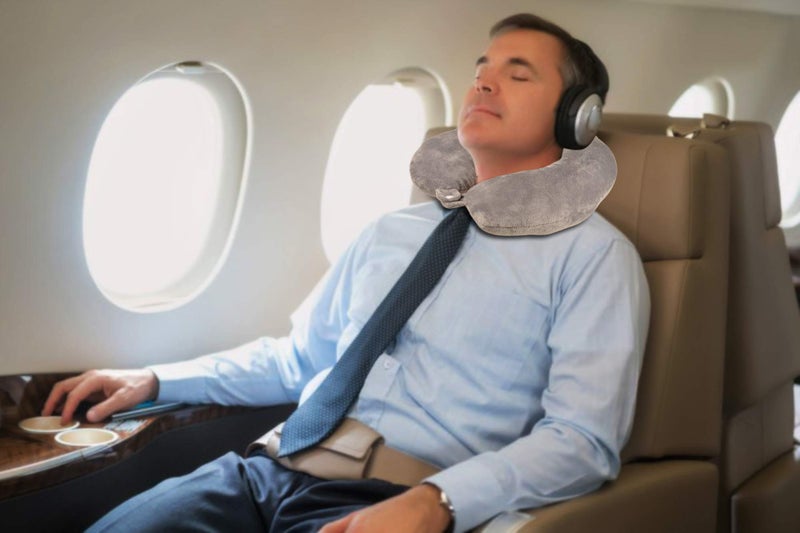 ILU Polyester Blend Neck Pillows Travel Pillow Head Rest Pillows For Flight Cars Home Office Dark Grey,Standard - Image 2
