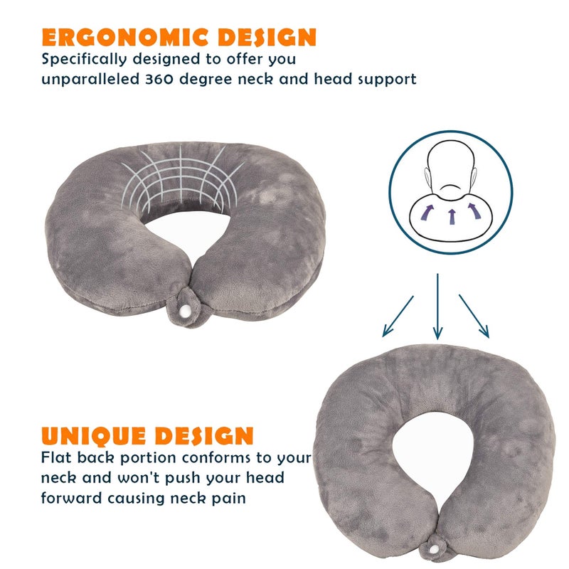 ILU Polyester Blend Neck Pillows Travel Pillow Head Rest Pillows For Flight Cars Home Office Dark Grey,Standard - Image 3