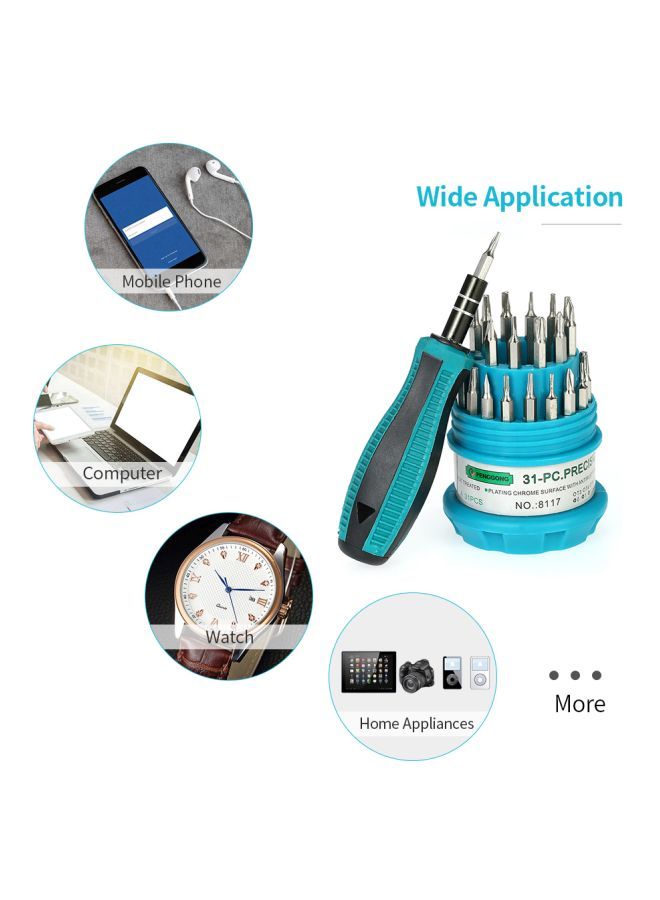 NIBEMINENT 31-Piece Multi-Purpose Magnetic Tools Screwdriver Set Blue/Black  - Image 3