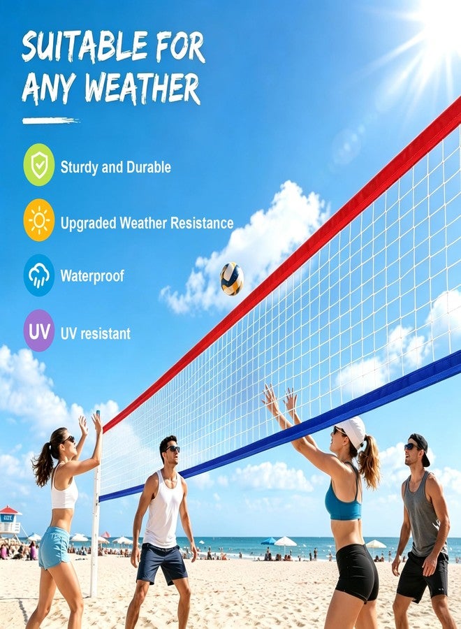 Greatshoot Professional Volleyball Net Outdoor Heavy Duty, All-Weather Durable,10 Grommets, Thickened Double-Sewing 600D Nylon Edges, Extended Aircraft Wire Rope, for Backyard Campus Beach Pool,32x3FT - Image 4