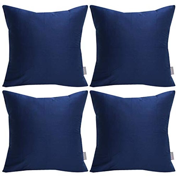 4PACK 100 COTTON COMFORTABLE SOLID DECORATIVE THROW PILLOW CASE SQUARE CUSHION COVER PILLOWCASE SUBLIMATION BLANK PILLOW COVERS CHRISTMAS DIY THROW PILLOWCASE20X20INCH50X50CMMIDNIGHT BLUE