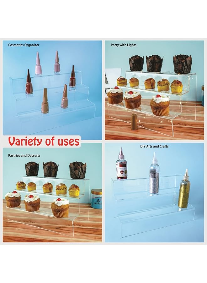 إيروريكس منظم الكب كيك من 3 طبقات، رف عرض شفاف من الأكريليك، حامل عرض للمطبخ، حامل للحلوى والكب كيك، حامل للمناسبات والحفلات، حامل عرض مستحضرات التجميل، منظم العطور، حامل الكيك - Image 4