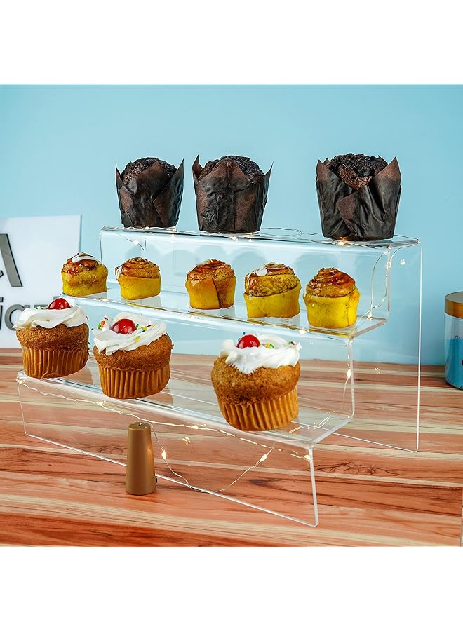 إيروريكس منظم الكب كيك من 3 طبقات، رف عرض شفاف من الأكريليك، حامل عرض للمطبخ، حامل للحلوى والكب كيك، حامل للمناسبات والحفلات، حامل عرض مستحضرات التجميل، منظم العطور، حامل الكيك - Image 5