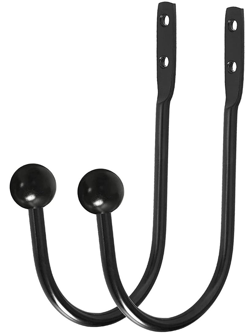 Curtain Holdback, 2pcs Wall Mounted Drapery Tiebacks with Screws, Heavy Duty Metal Decorative Window Drapery Holder Curtain Hook with Screws, Black - Image 5