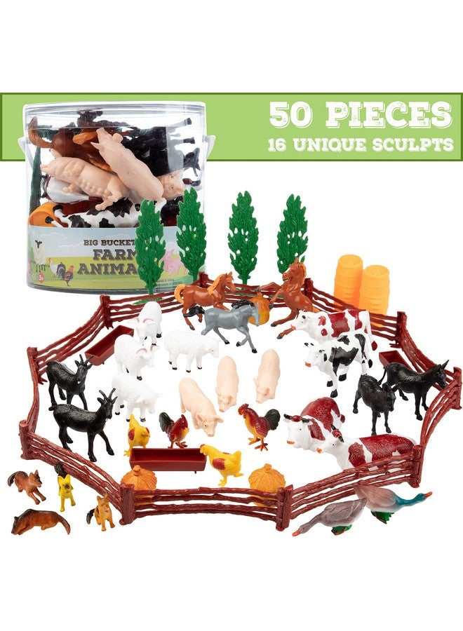 SCS Direct مجموعة ألعاب حيوانات المزرعة من SCS Direct - 50 قطعة - حيوانات مزرعة مختلفة وإكسسوارات تشمل الأبقار، الخيول، الدجاج، الأغنام والمزيد - رائعة لألعاب الحمام، اللعب التخيلي، هدايا عيد الميلاد للأطفال - Image 3