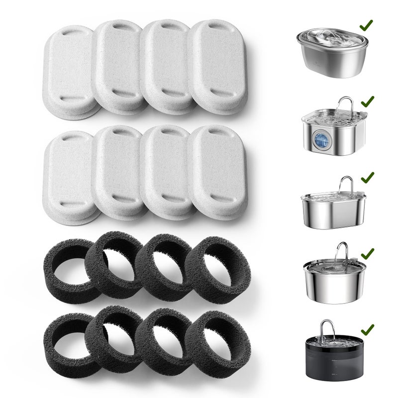 PETLIBRO 8 Packs Replacement Filters for Stainless Steel Cat Water Fountain PLWF003 & PLWF006, 4 Months Set of Replacement Filters fot Pet Water Fountain Stainless Steel - Image 1