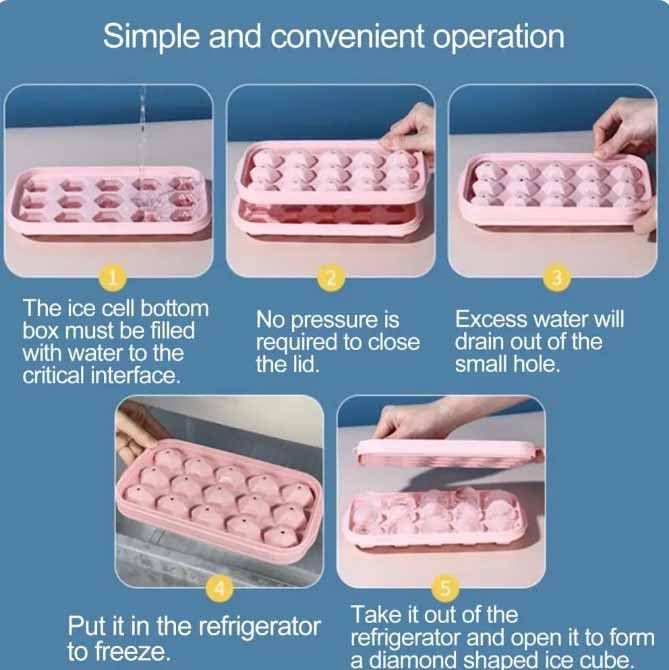 SKOFRI Ice Cube Tray Silicone Ice Trays for Freezer with NonSpill Lids Ice Cube Maker Tray BPA Free Moulds Ice Cream Molds with Removable Lids Perfect for Drinks Freezers Whiskey and Cocktails - Image 4