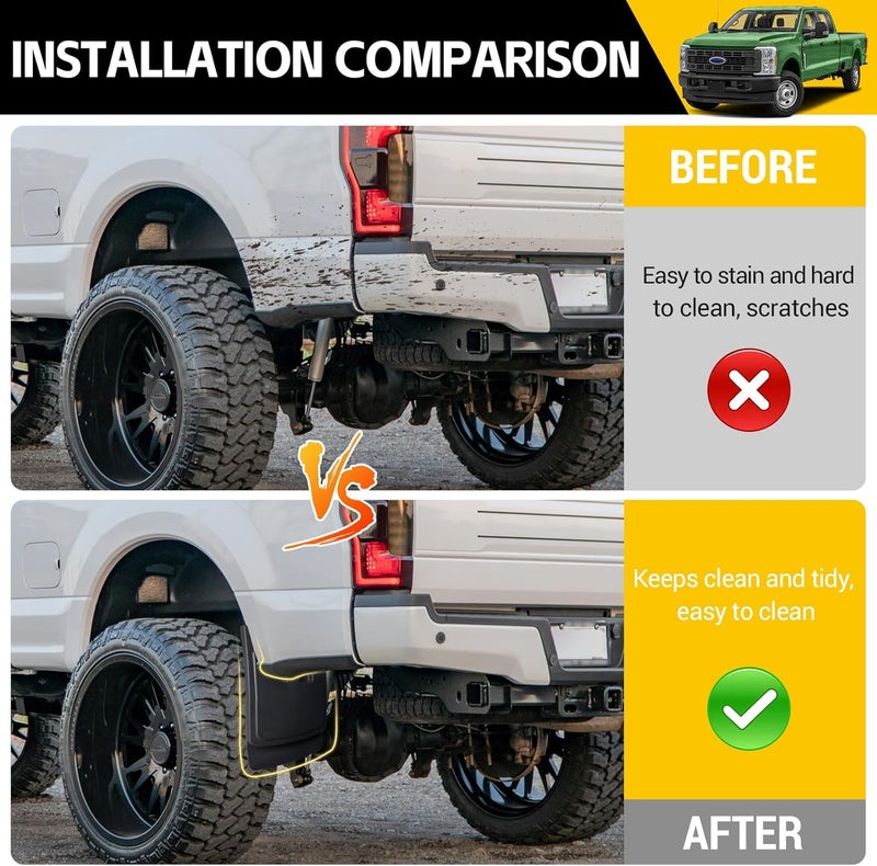 JTYZSM Mud Flaps for 2017-2024 Ford F-250/F-350 Super Duty - No Drill Splash Guards Set (4pcs) - Image 2