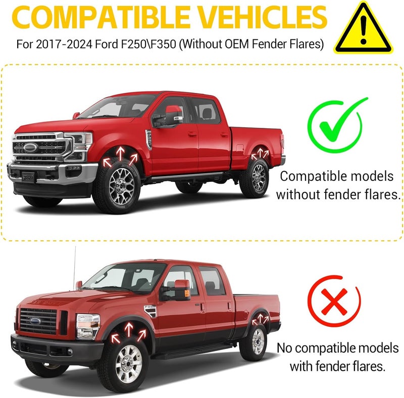 JTYZSM Mud Flaps for 2017-2024 Ford F-250/F-350 Super Duty - No Drill Splash Guards Set (4pcs) - Image 4