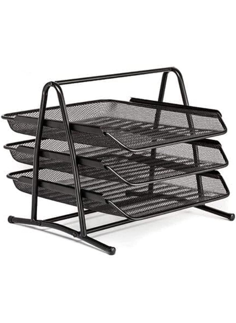ELTRAZONE Hi-Range Desk Deposit Tray 3 Layer A4 Metal tray Office Desk Organiser Paper office Mesh Document Basket File Paper Tray Letter Organiser Holder Desktop Accessories - Image 1