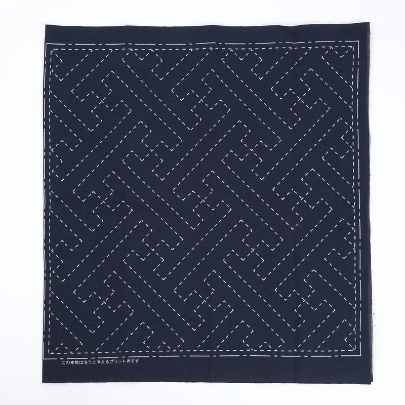 Daruma Sashiko kit, Yokota Sashiko Thread and Template Yume Fukin with Original English Manual, Fabric, Japanese Textile (White Thread / Navy Dishcloth 3) - Image 4