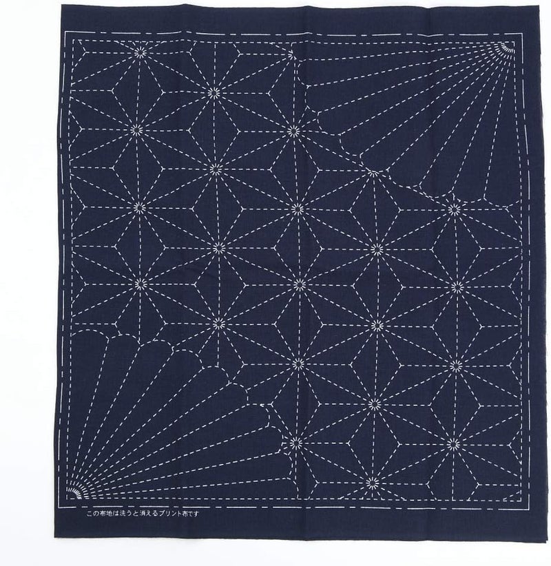 Daruma Sashiko kit, Yokota Sashiko Thread and Template Yume Fukin with Original English Manual, Fabric, Japanese Textile (White Thread / Navy Dishcloth 3) - Image 2