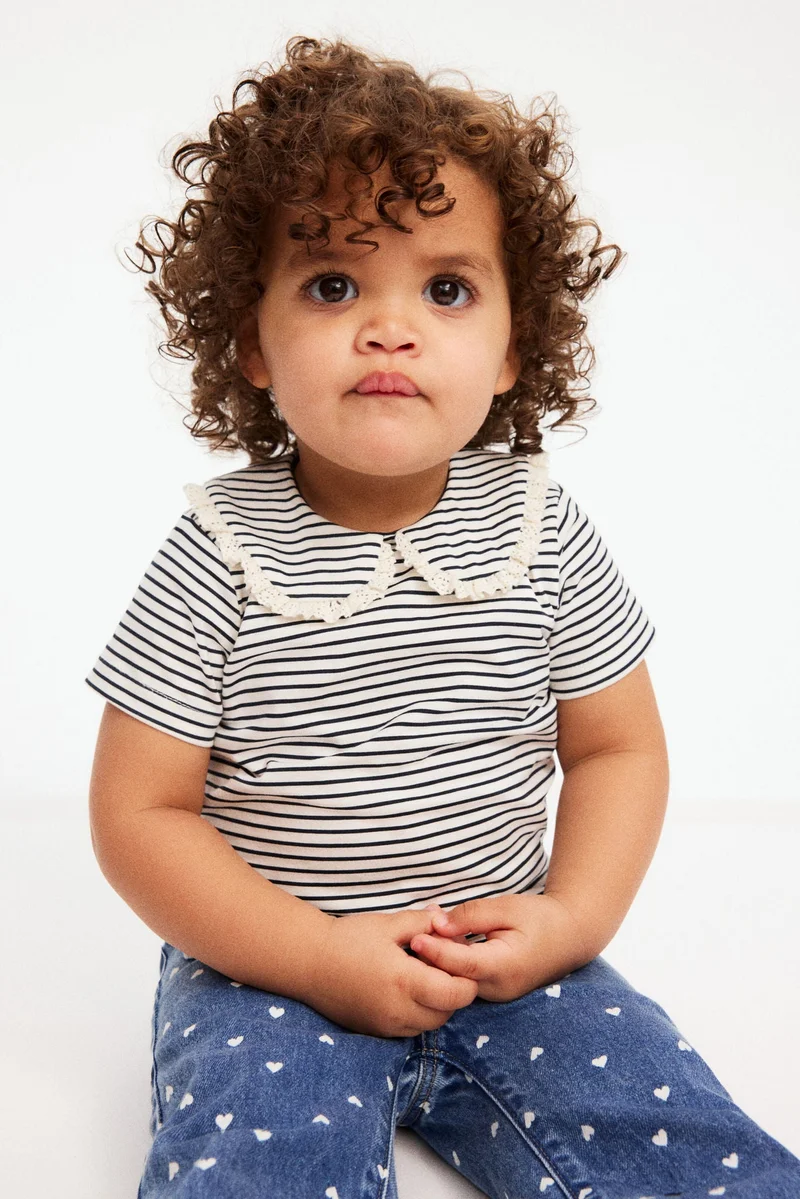 اتش اند ام بلوزات قطنية بياقة - عبوة من قطعتين