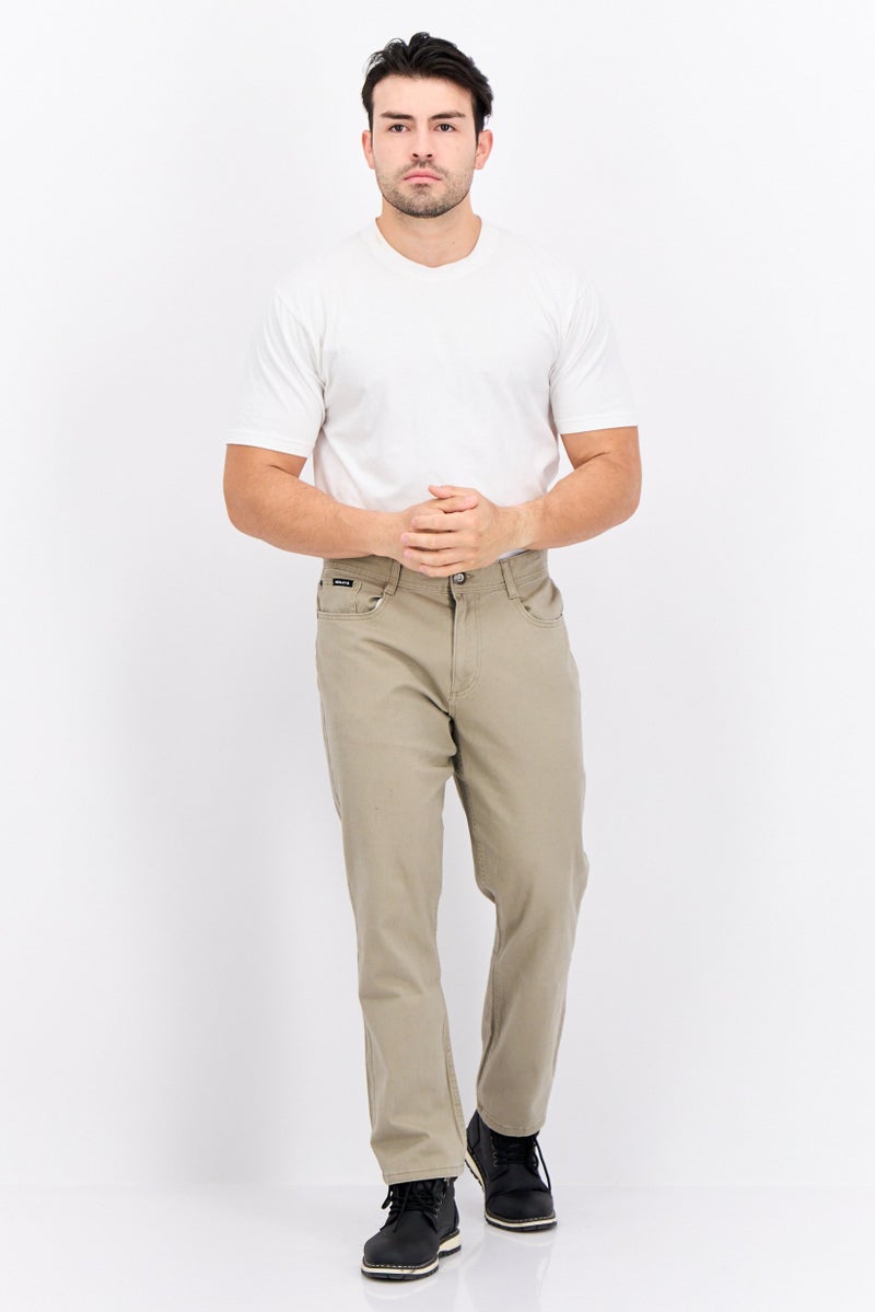 Henleys Men Regular Fit 30 Inseam Plain Chino Pants, Stone  - Image 2
