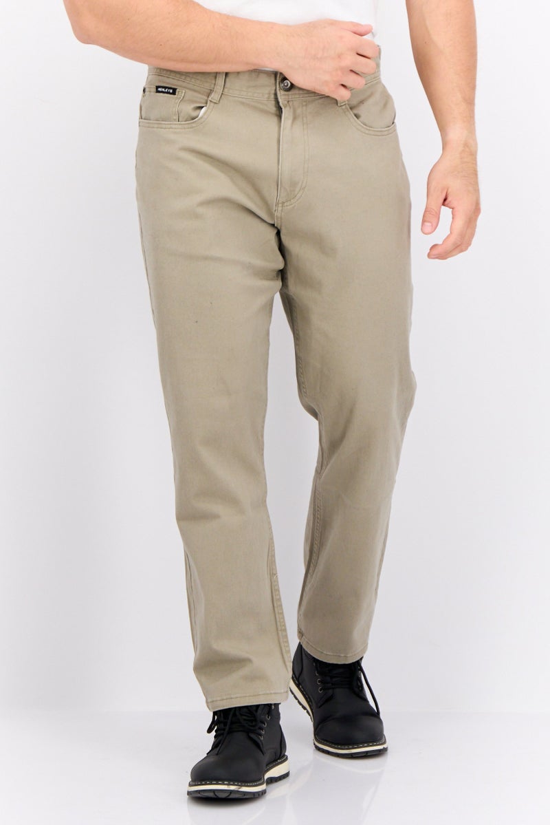 Henleys Men Regular Fit 30 Inseam Plain Chino Pants, Stone  - Image 1