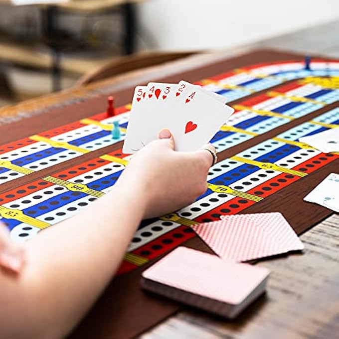 Brybelly Tabletop Cribbage  Giant Neoprene Mat 4Track Game with Travel Carry Bag  Includes Pawns  Deck of Playing Cards  Classic Family Board Game Night for Adults  Kids  24 Players 30 mins - Image 3