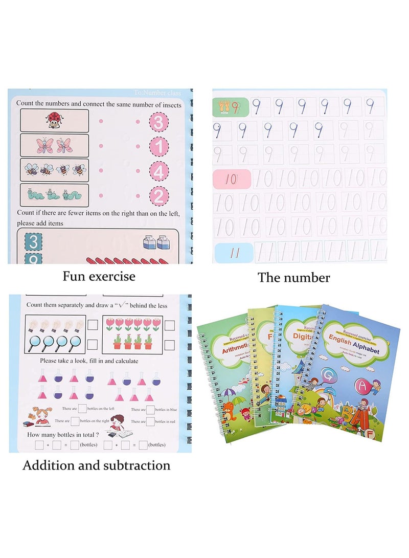 Reusable Handwriting Practice Workbook Set for Preschool Children - 4 Books with Pen Templates for Calligraphy and Tracing Skills - Image 2