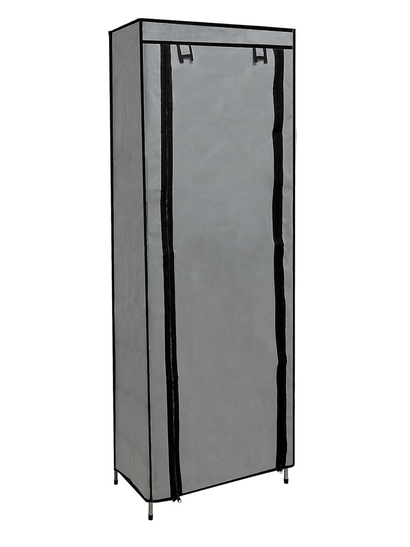 PHILOSHOP PHILOSHOP Multipurpose Foldble Shoe Rack for Home with Cover Dustproof Zip Cover with Side PocketsGrey Metal - Image 3