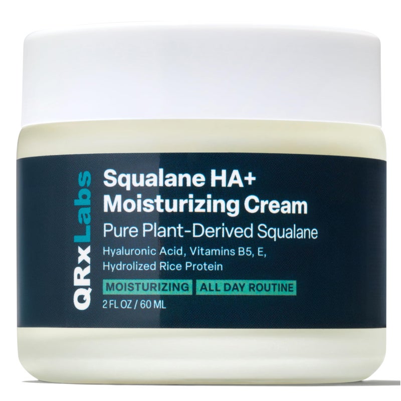 QRxLabs Plant-Based Squalane Face Moisturizer - Hyaluronic Acid Hydrating Cream - Moisturizing Face Cream Vitamin B5 & Rice Protein - Silicone-Free Cruelty-Free Body Moisturizer - 2 Fl Oz - Image 1