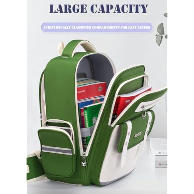CATHLEEN Kids Backpack Girls And Boys Lightweight Elementary Schoolbag Cute Large Capacity School Laptop Bookbags For Teens Students With Capybara Doll Pendant And Brooch - Image 3
